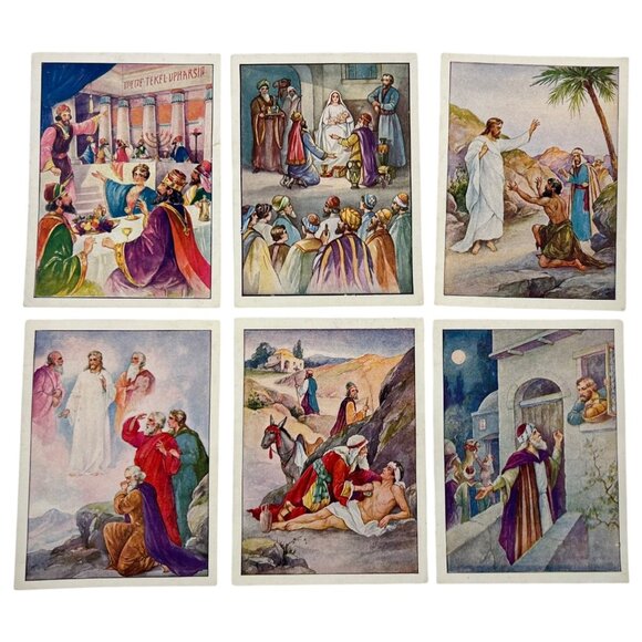 Vintage 1935 and 1936 Bible Beginner Lesson Picture Card David C Cook Lot of 23 - Picture 5 of 9